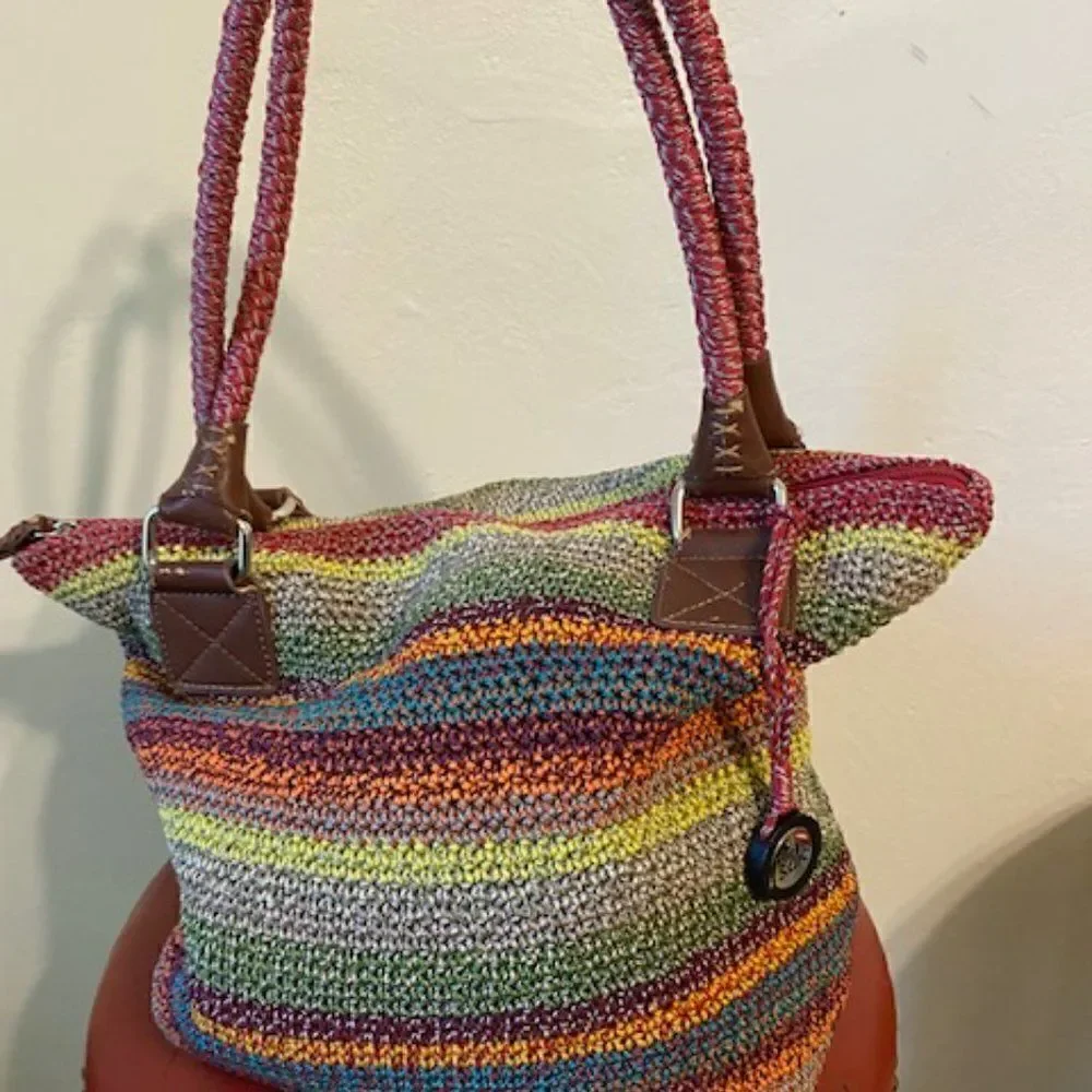 The Sak Cambria Multicolor striped crochet purse